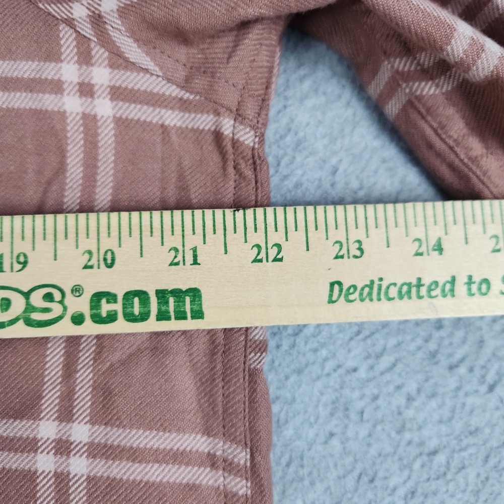 Eddie Bauer Shirt Womens Large Brown Plaid Long Sleeve Button Up High Low Hem - Picture 4 of 7